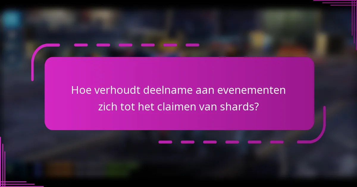 Hoe verhoudt deelname aan evenementen zich tot het claimen van shards?